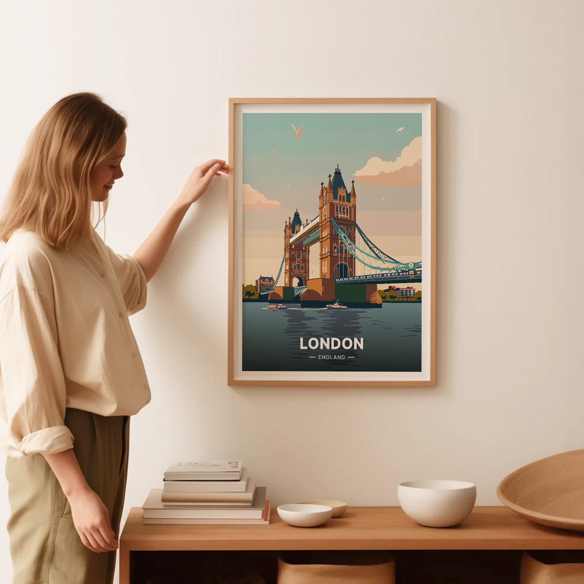 London Skyline Travel Wall Art Poster – British Cityscape Print Home Decor