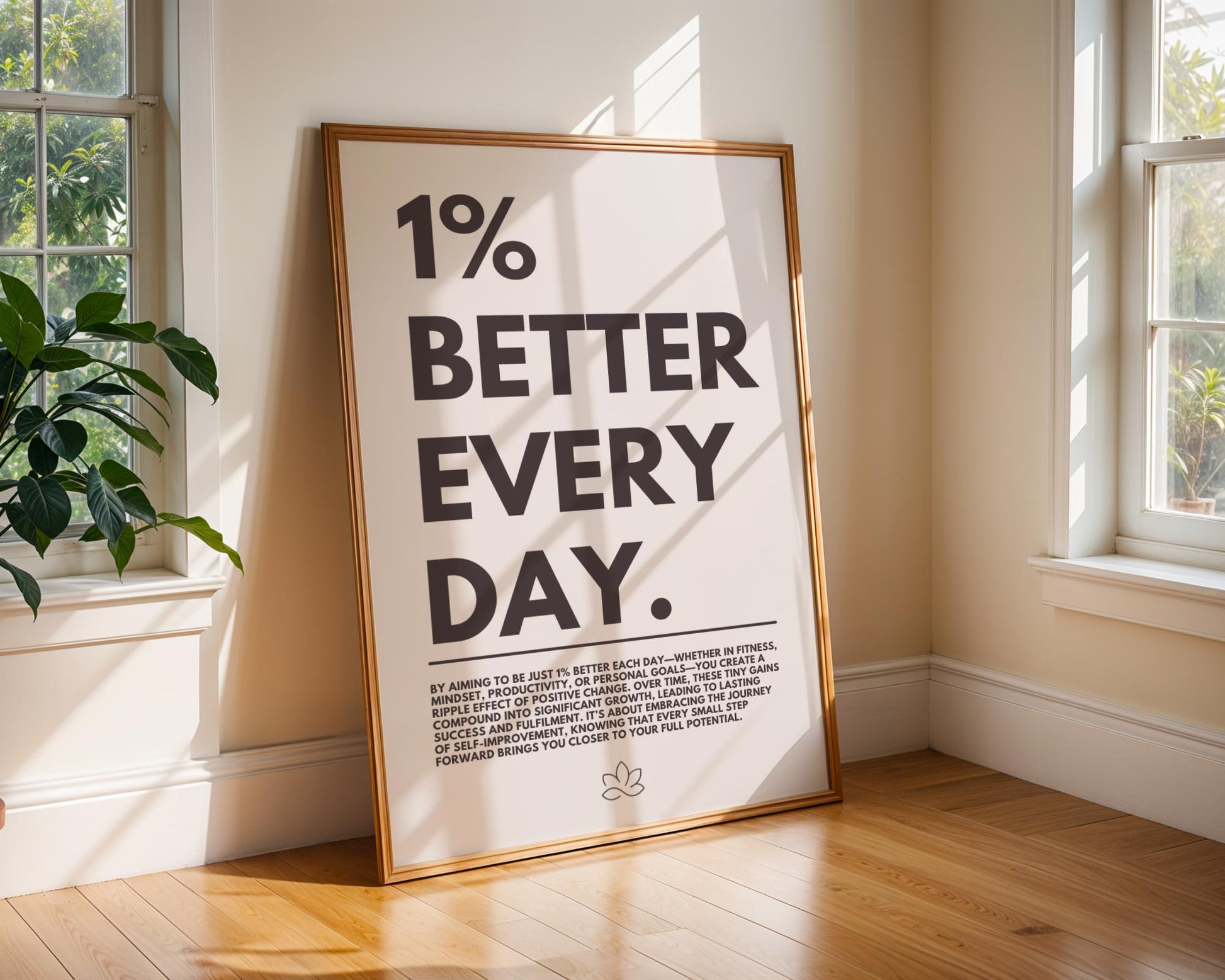 Motivational 1% Better Everyday Poster – Minimalist Office Wall Art Decor