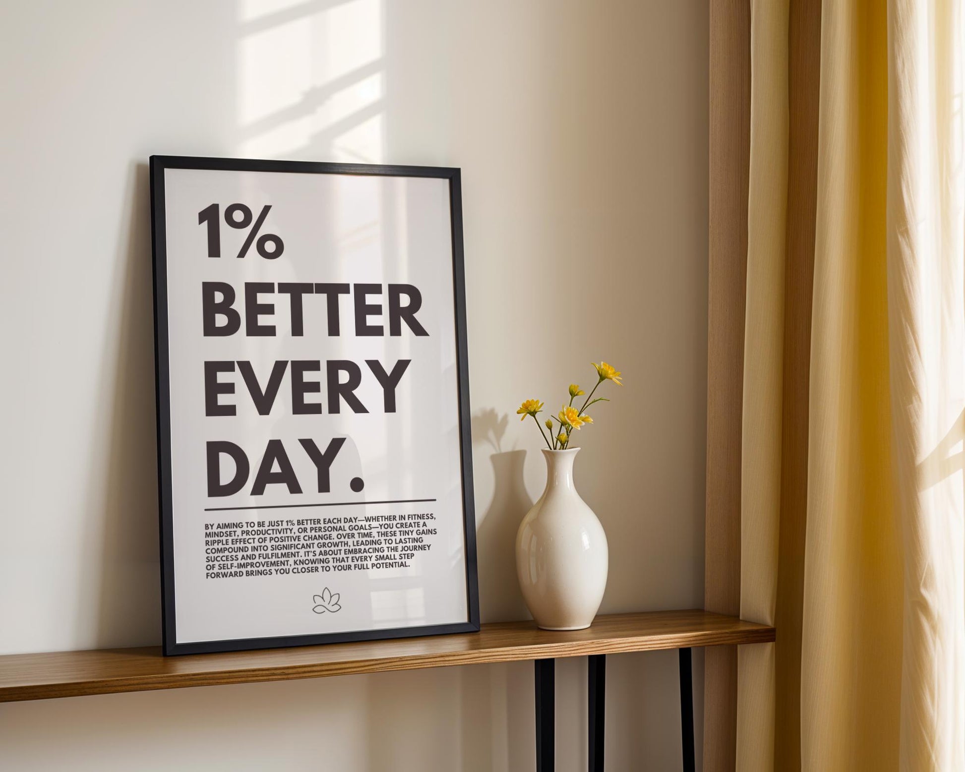 Motivational 1% Better Everyday Poster – Minimalist Office Wall Art Decor