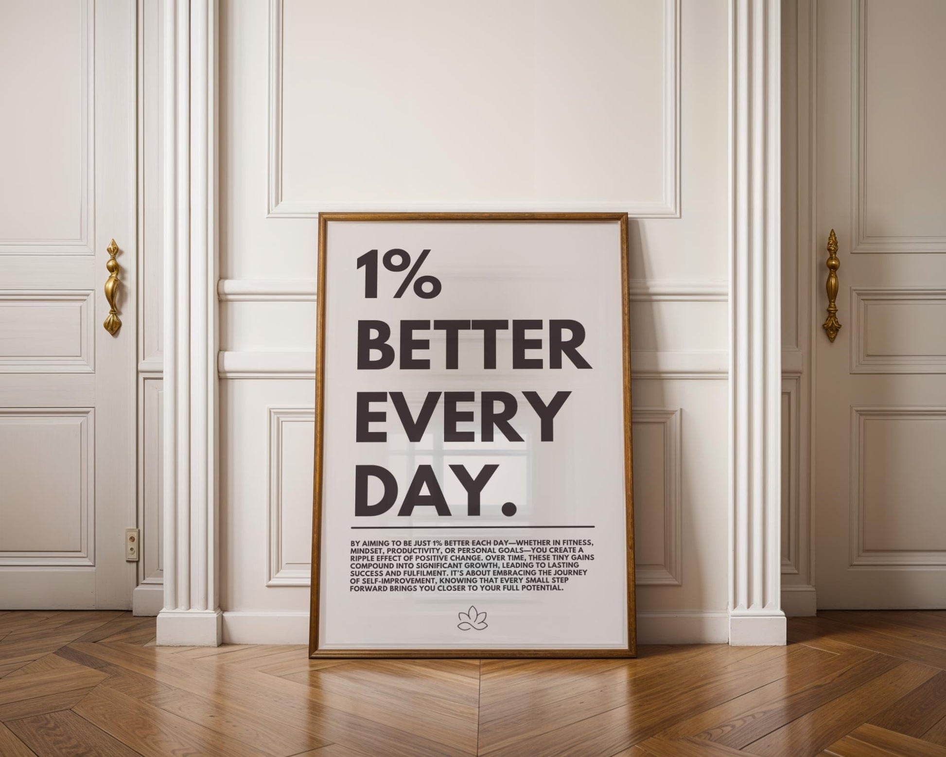 Motivational 1% Better Everyday Poster – Minimalist Office Wall Art Decor