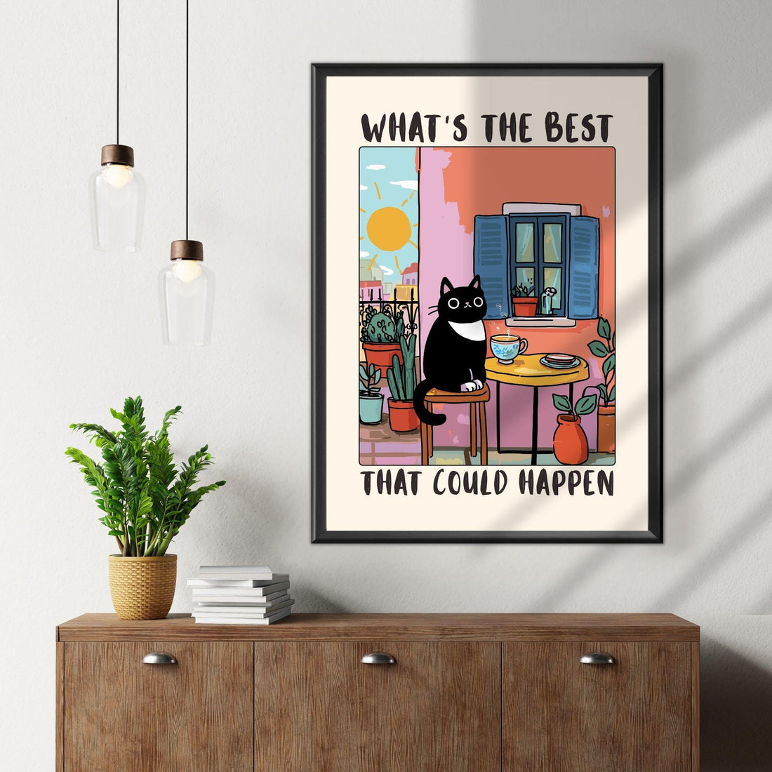 Motivational Cat Wall Art Print – Positive Quote Poster Cat Lover Gift