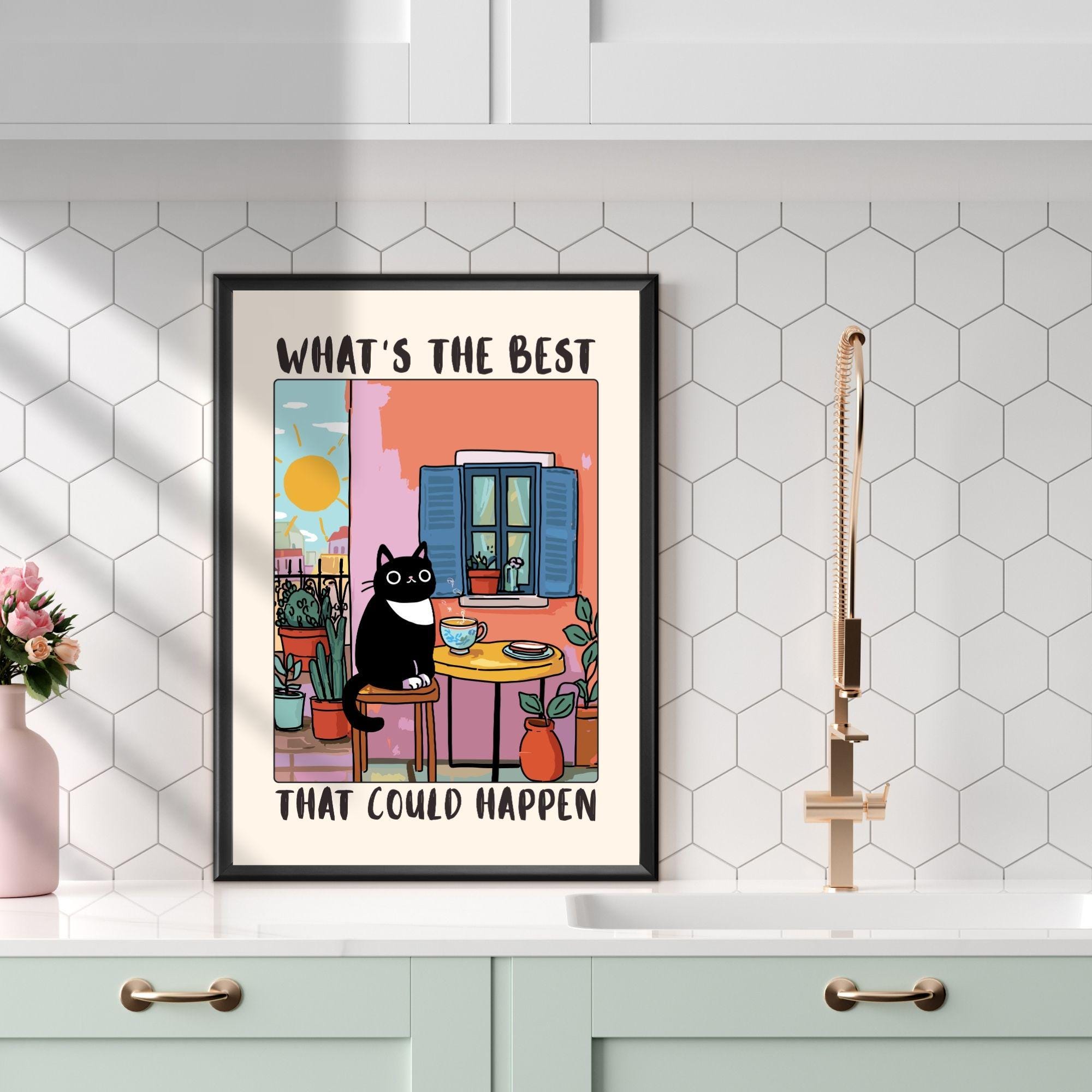 Motivational Cat Wall Art Print – Positive Quote Poster Cat Lover Gift