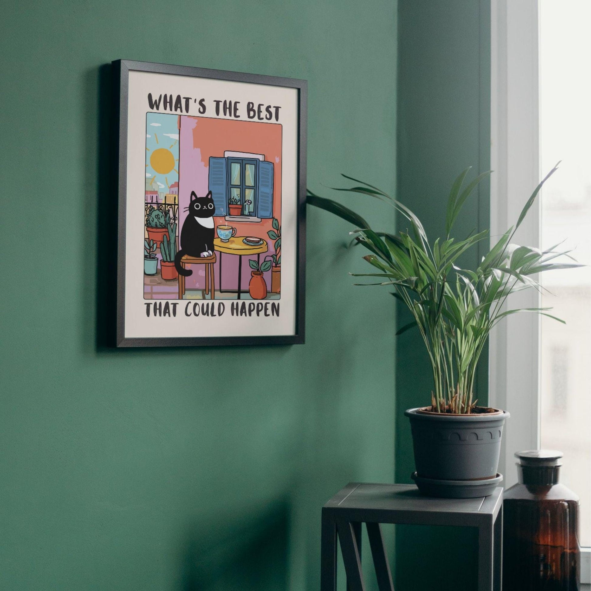 Motivational Cat Wall Art Print – Positive Quote Poster Cat Lover Gift