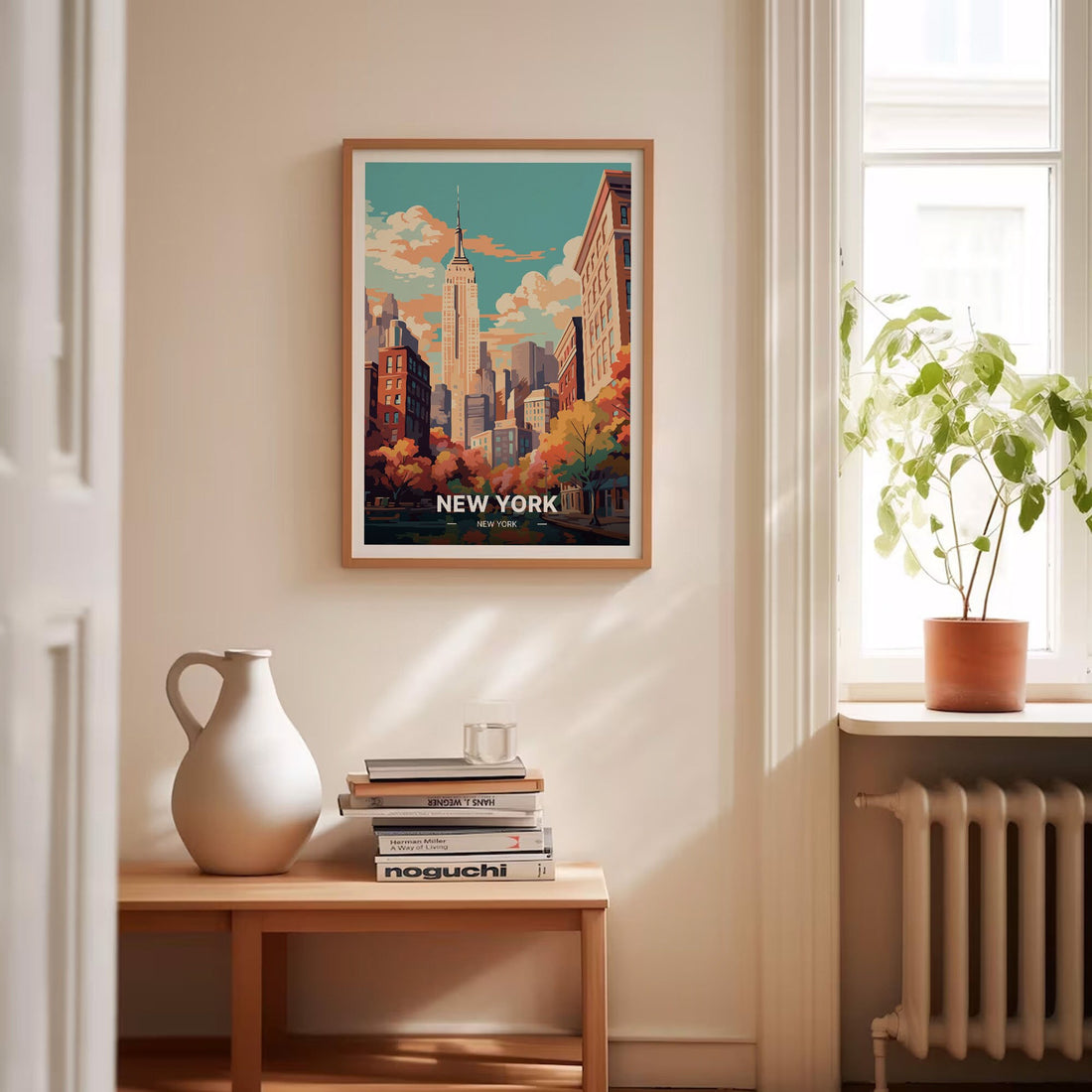 New York City Travel Wall Art Poster – Retro Manhattan Skyline NYC Home Decor