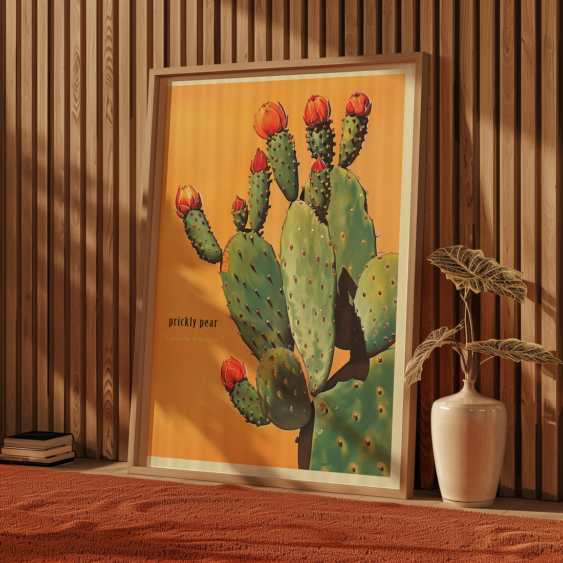 Prickly Pear Cactus Wall Art Print – Vintage Sonoran Desert Botanical Decor