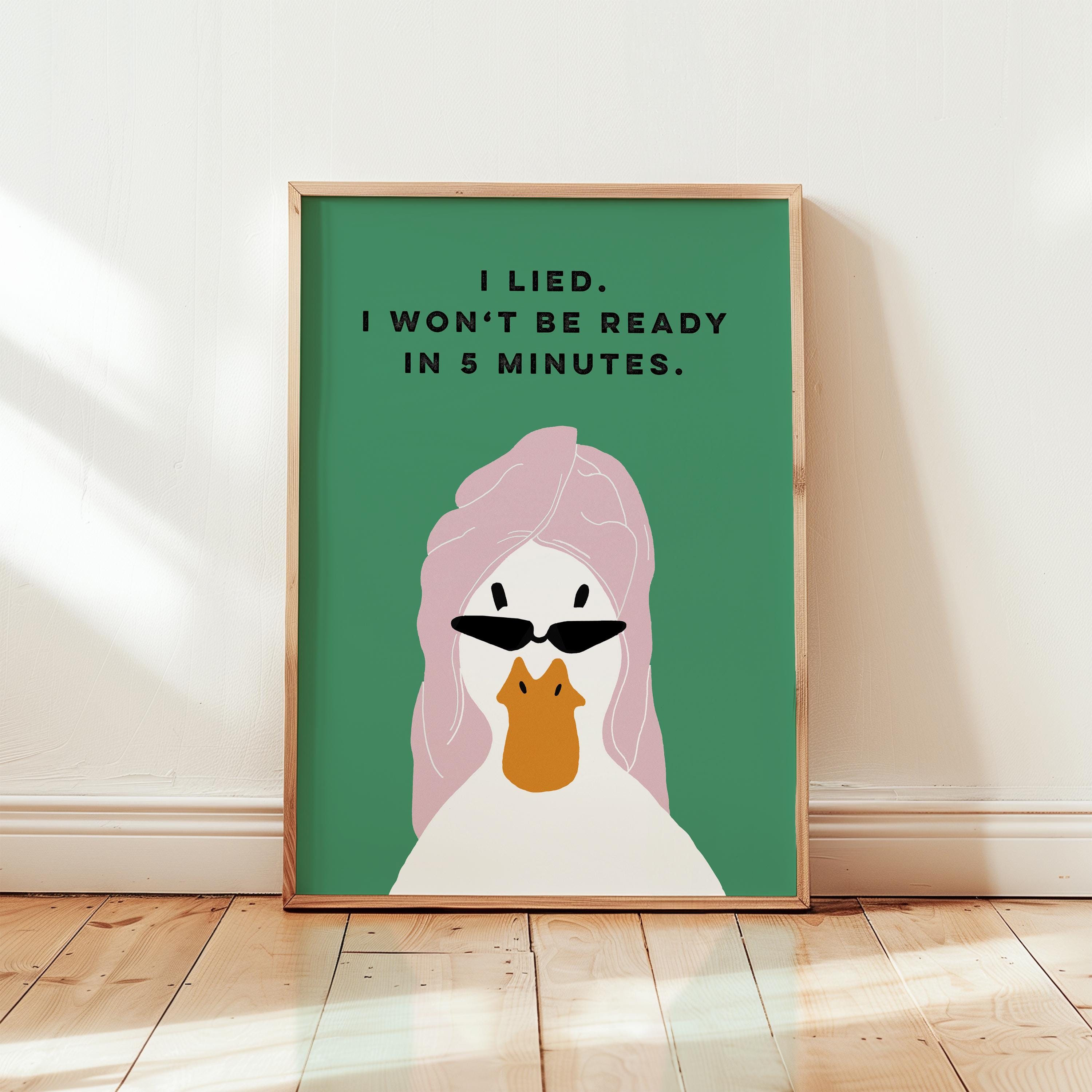 Retro Duck Bathroom Poster – Funny Self-Care Wall Art Print