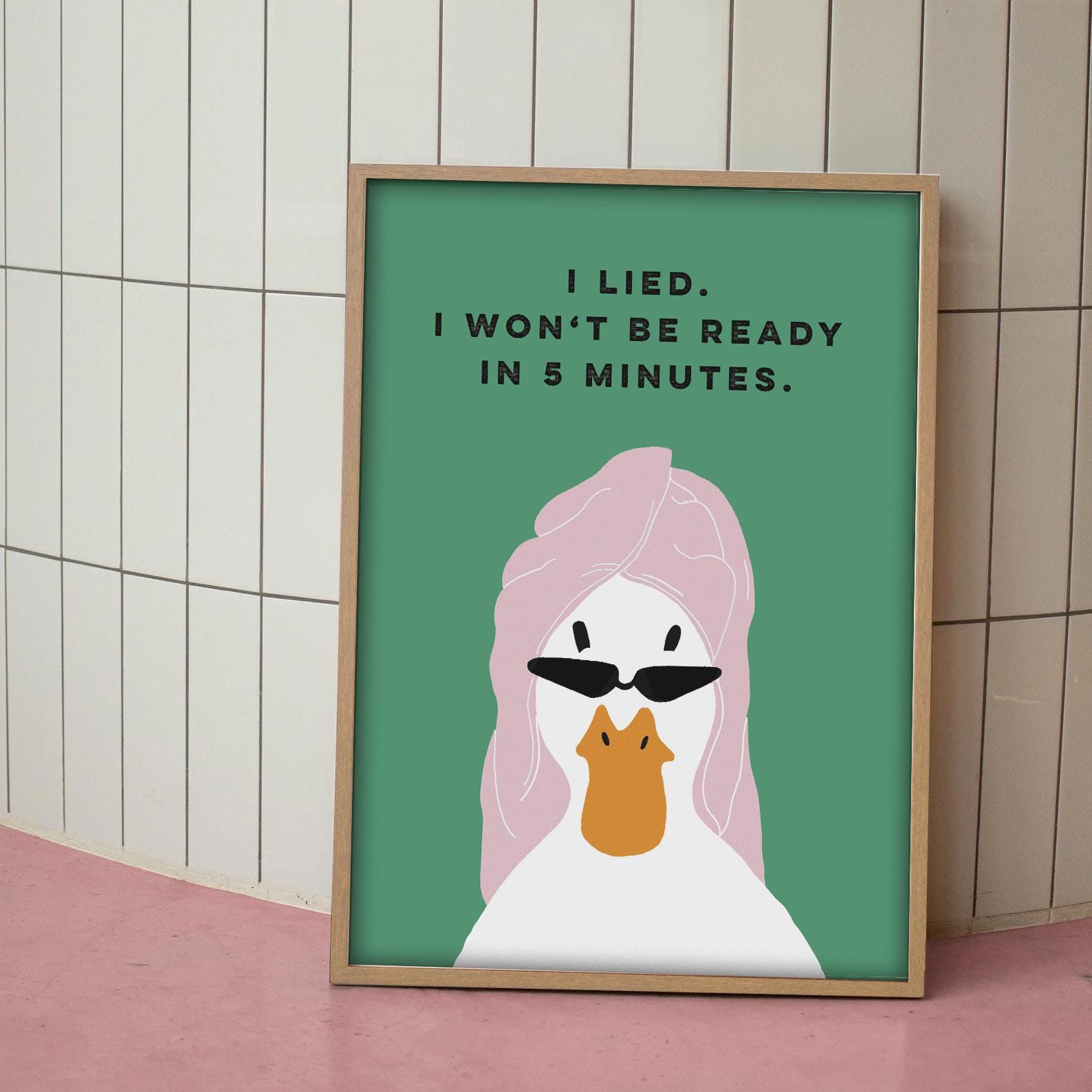 Retro Duck Bathroom Poster – Funny Self-Care Wall Art Print