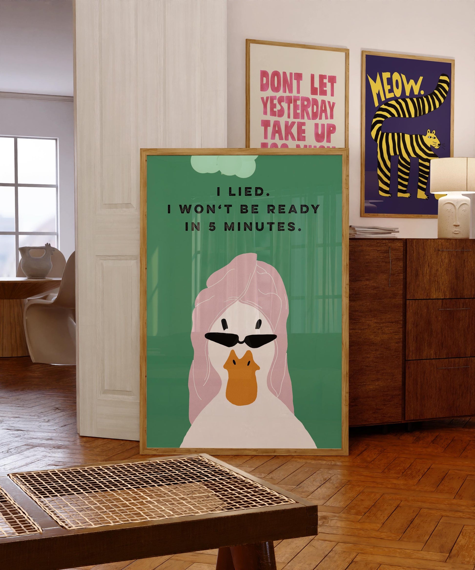 Retro Duck Bathroom Poster – Funny Self-Care Wall Art Print