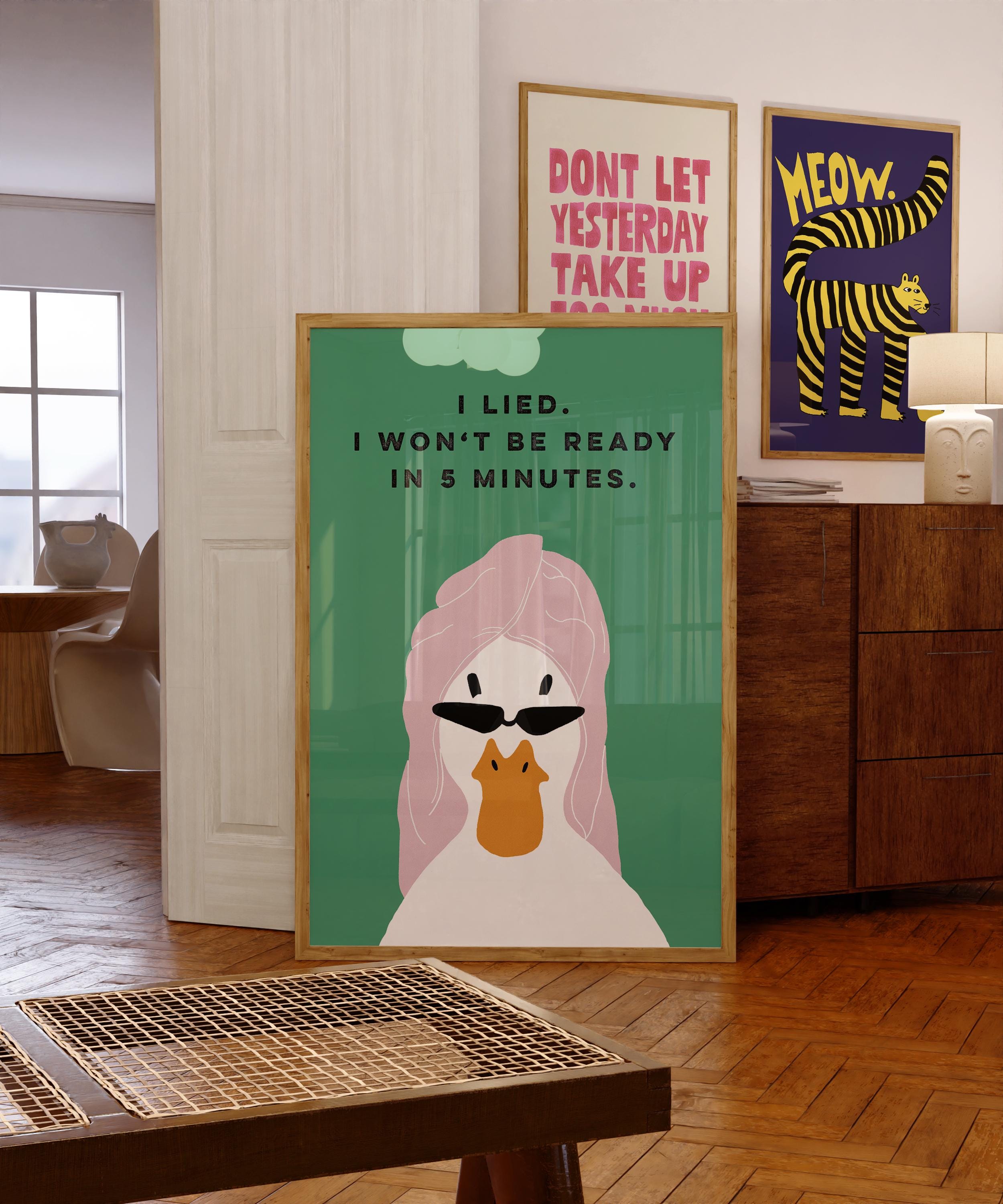 Retro Duck Bathroom Poster – Funny Self-Care Wall Art Print