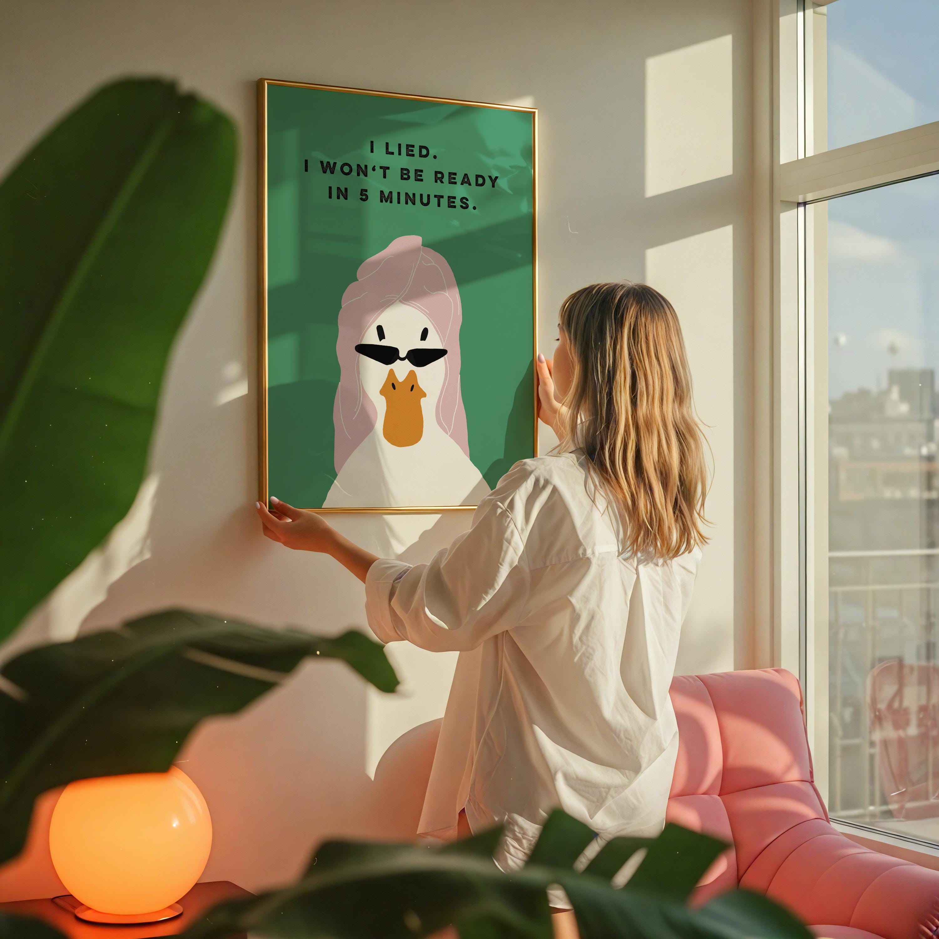 Retro Duck Bathroom Poster – Funny Self-Care Wall Art Print
