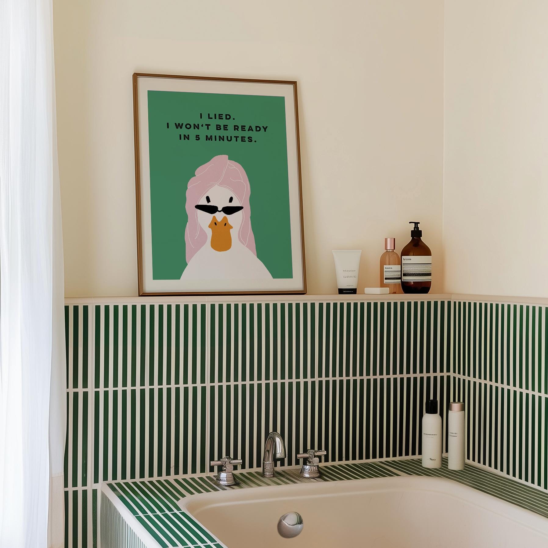 Retro Duck Bathroom Poster – Funny Self-Care Wall Art Print