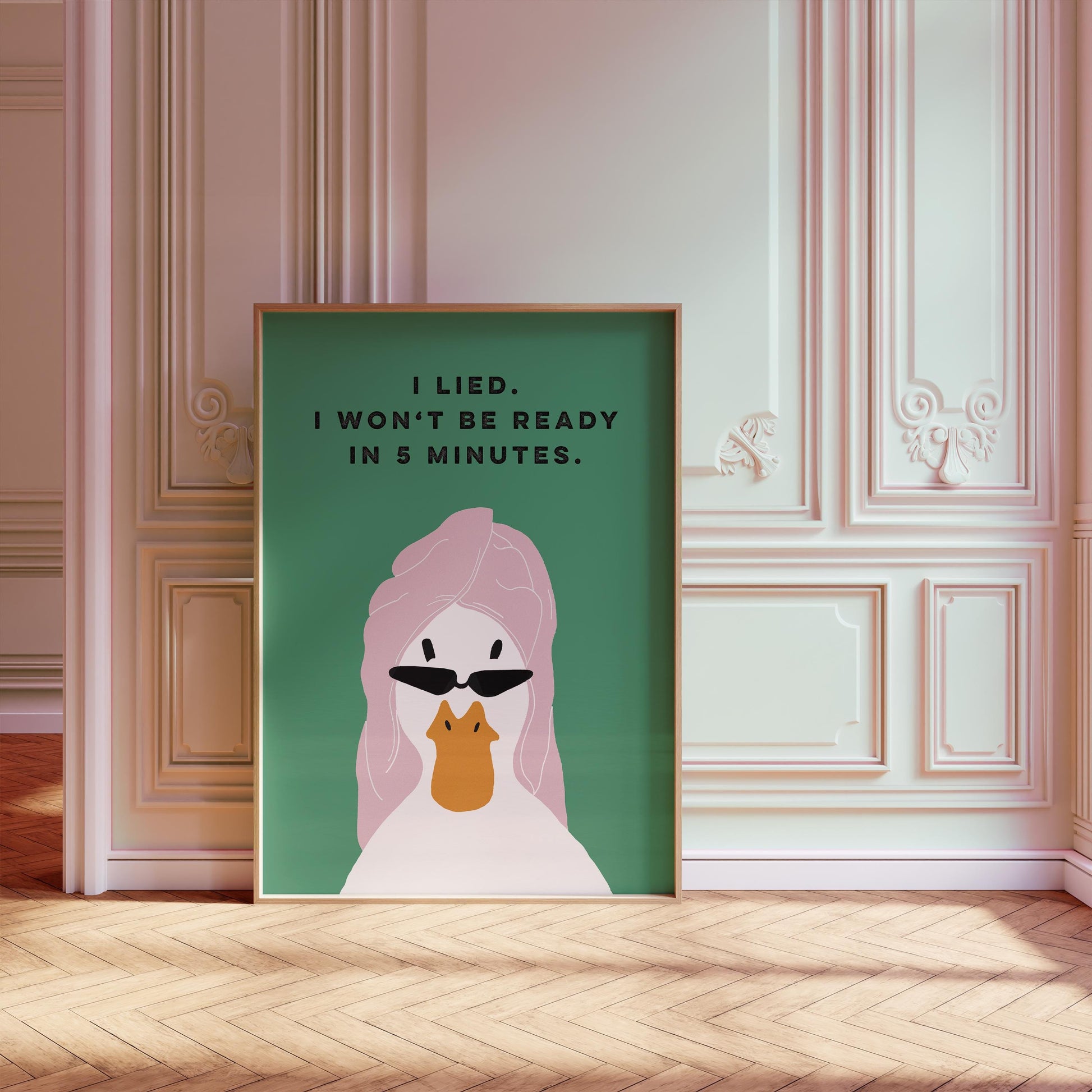 Retro Duck Bathroom Poster – Funny Self-Care Wall Art Print