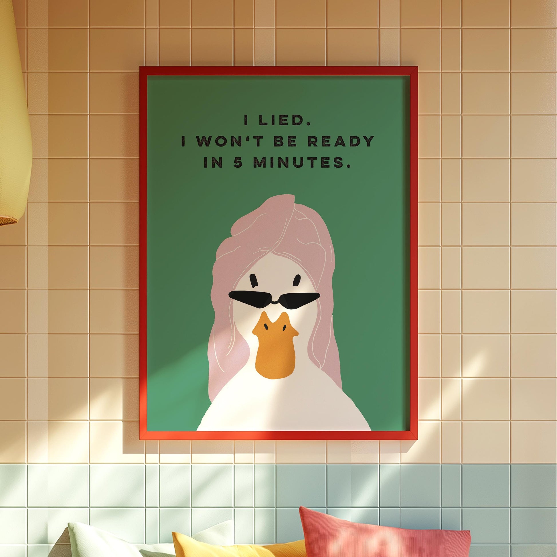 Retro Duck Bathroom Poster – Funny Self-Care Wall Art Print