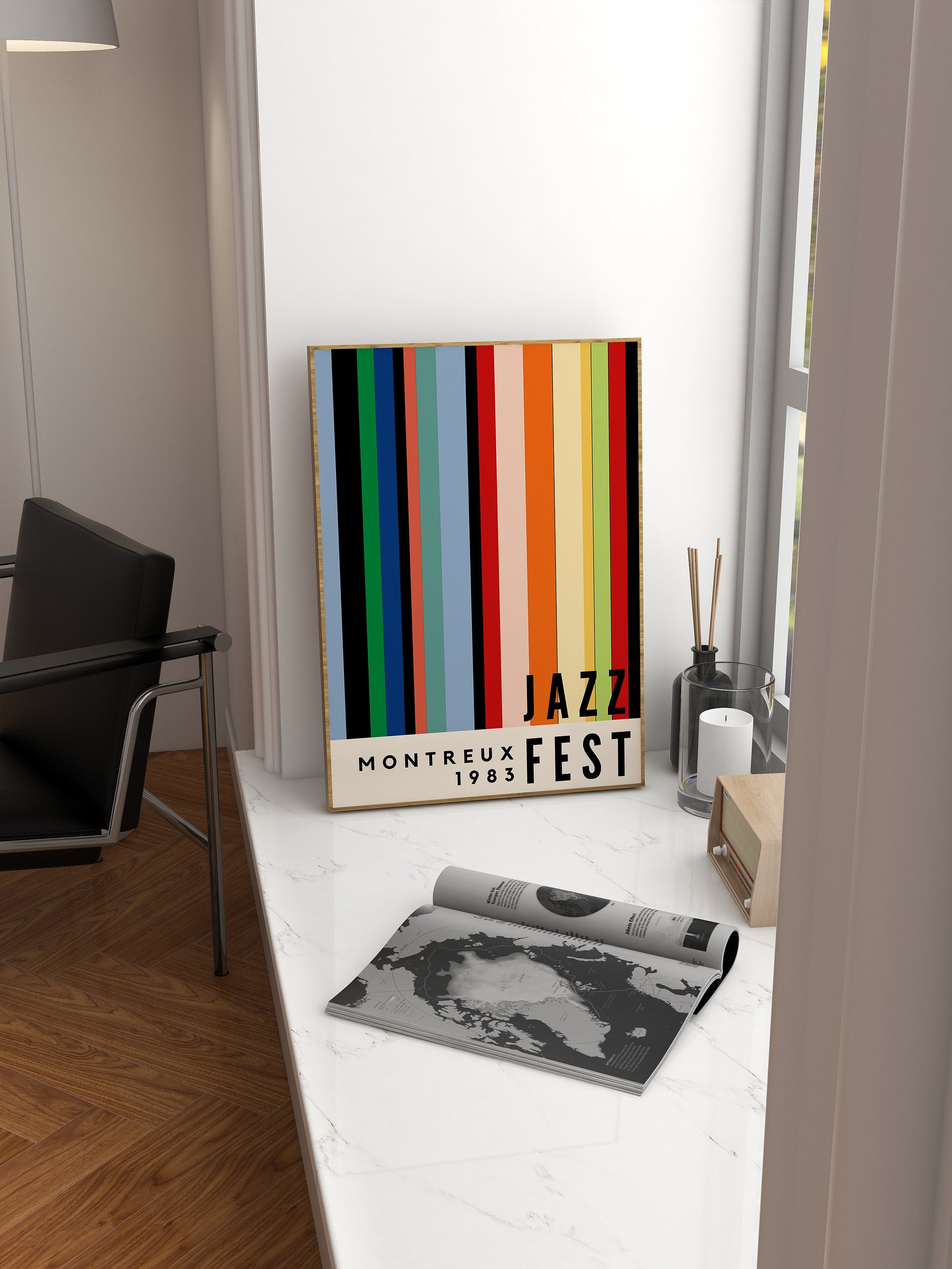 Retro Jazz Festival Poster – Mid Century Modern Music Wall Art Print