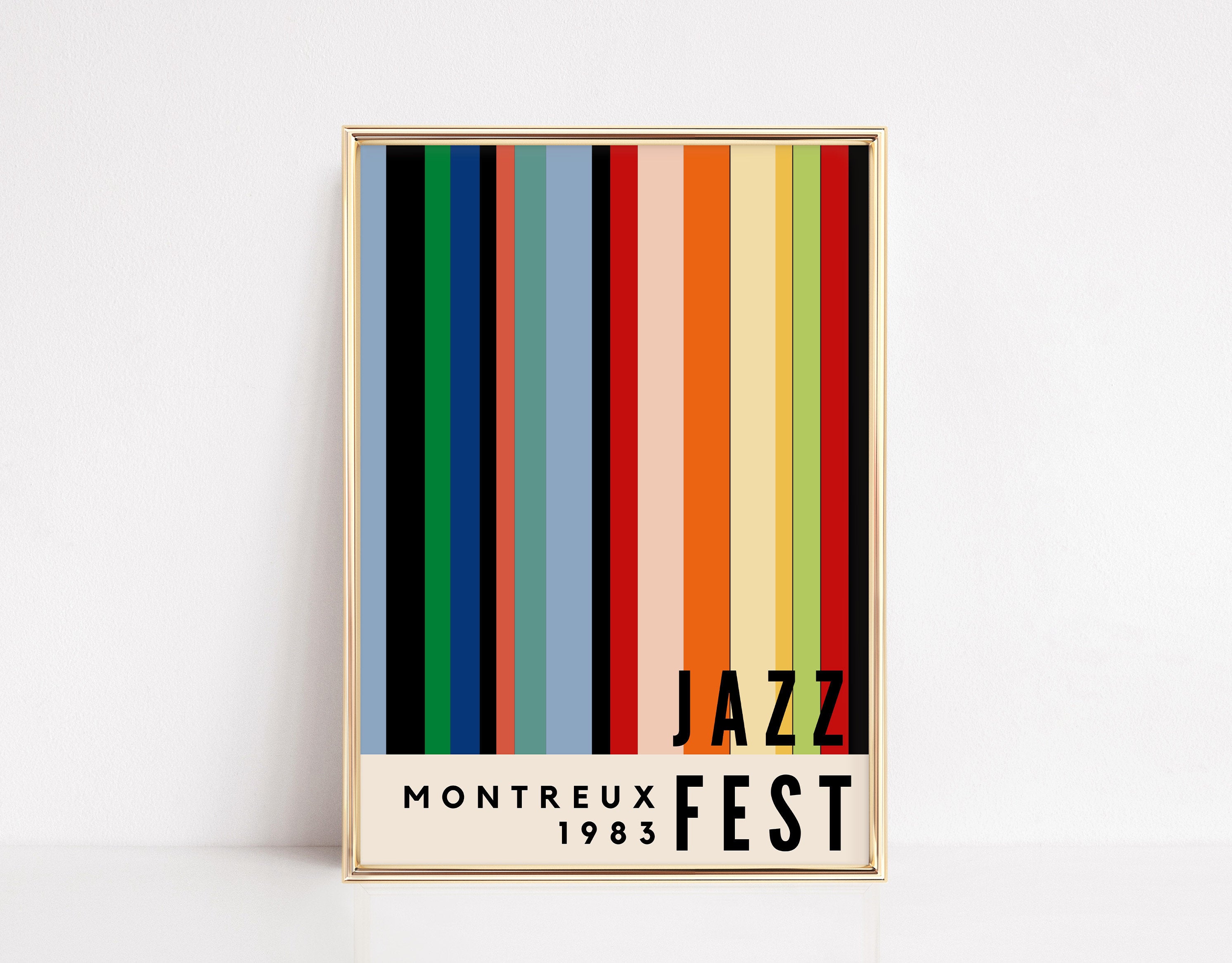 Retro Jazz Festival Poster – Mid Century Modern Music Wall Art Print