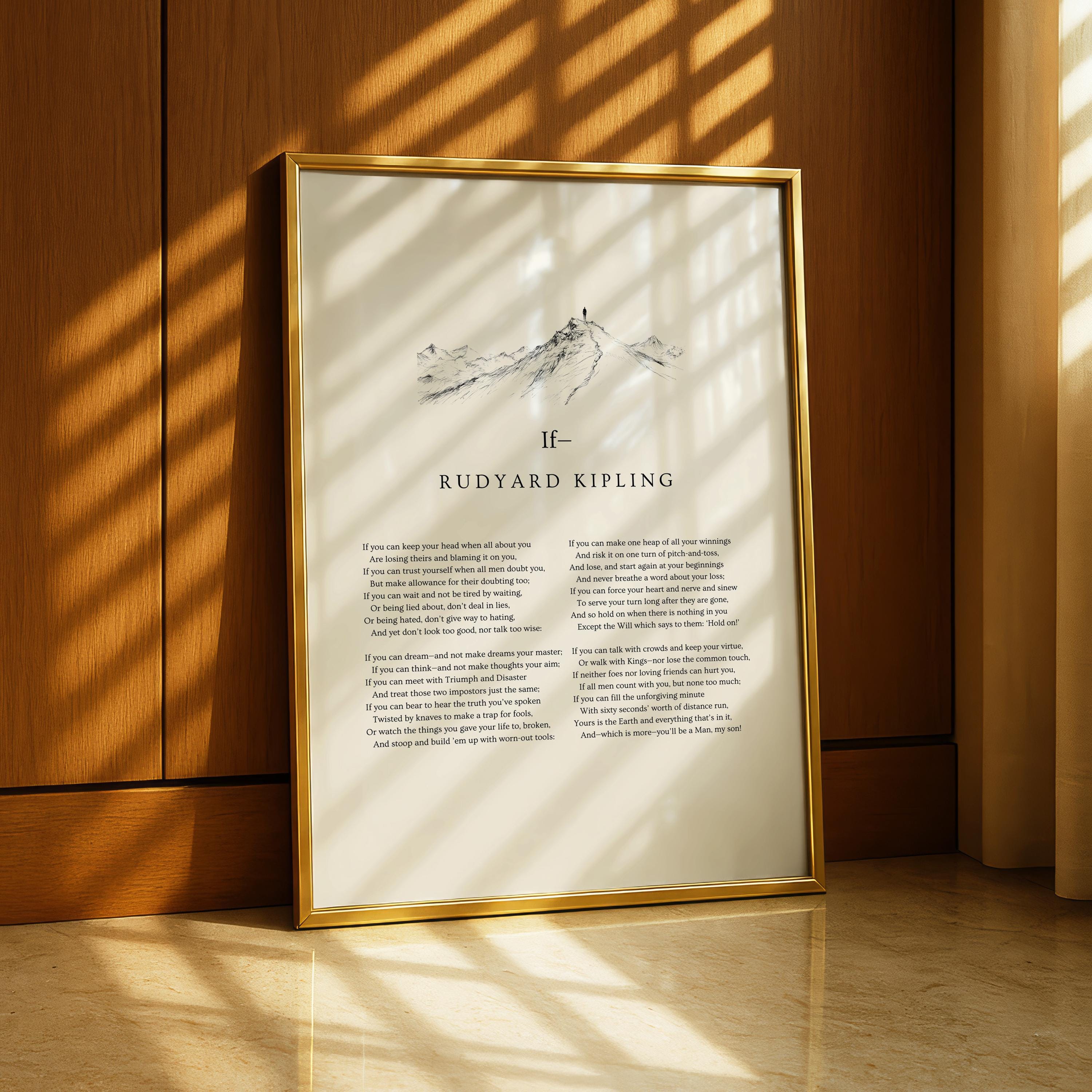 Rudyard Kipling “If-” Poem Wall Art Print – Minimalist Inspirational Quote Poster