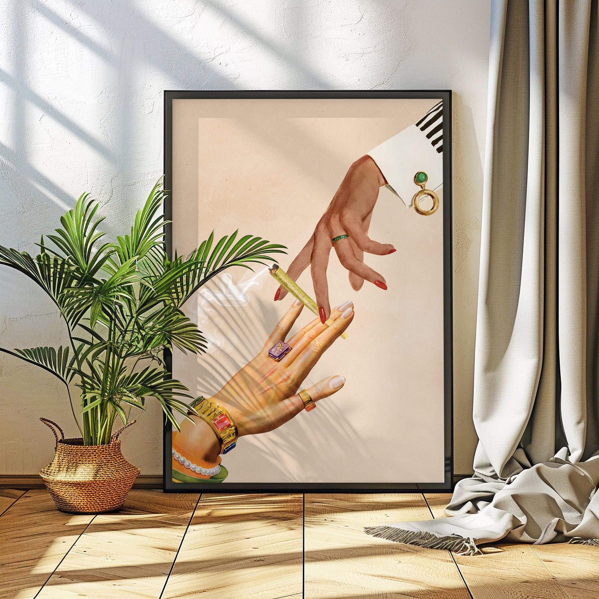 Surreal Trippy Collage Wall Art Print – “Deep Talks” Psychedelic Retro Decor