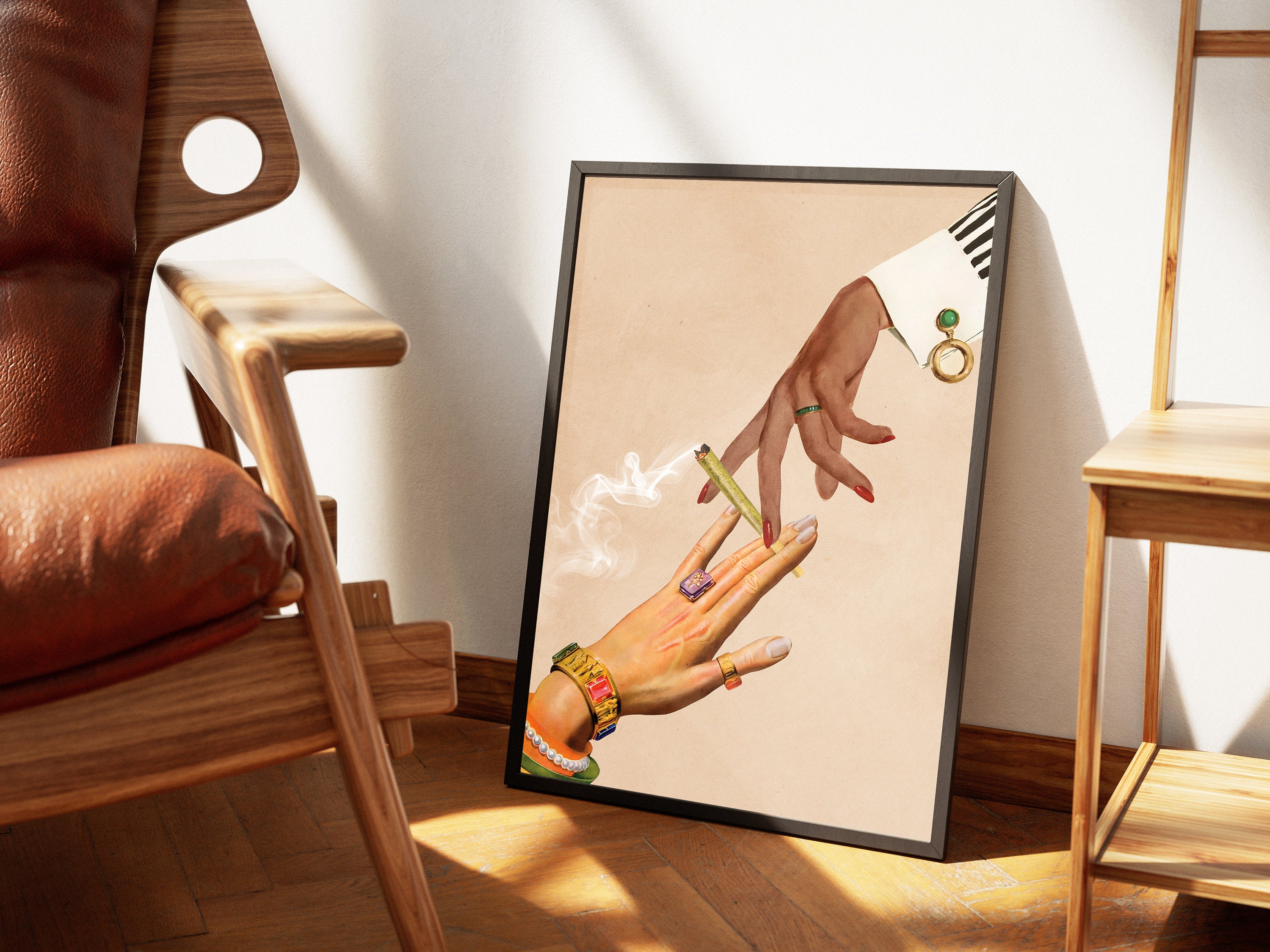 Surreal Trippy Collage Wall Art Print – “Deep Talks” Psychedelic Retro Decor