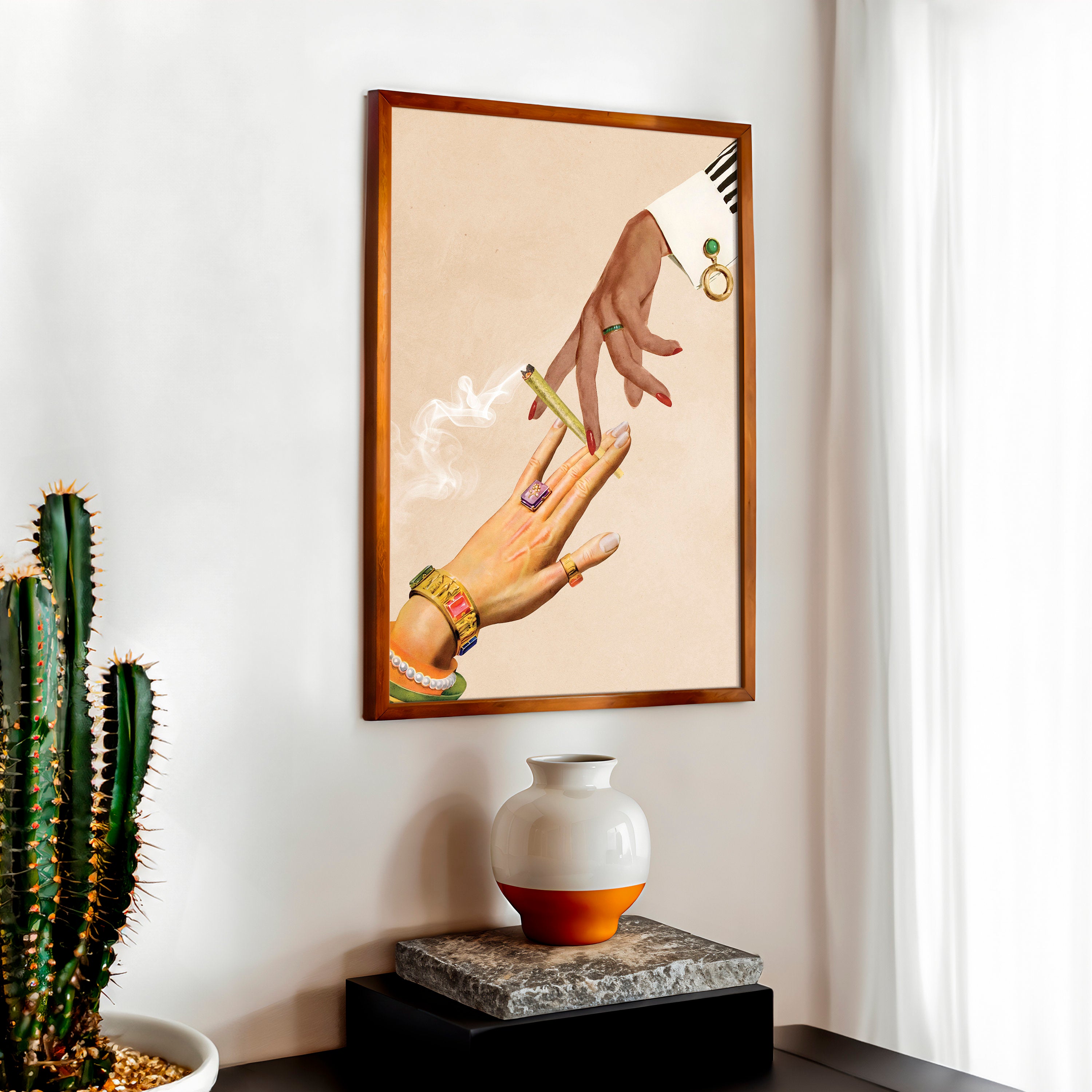 Surreal Trippy Collage Wall Art Print – “Deep Talks” Psychedelic Retro Decor