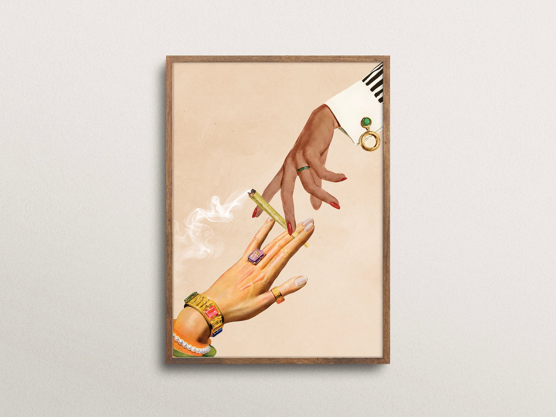Surreal Trippy Collage Wall Art Print – “Deep Talks” Psychedelic Retro Decor