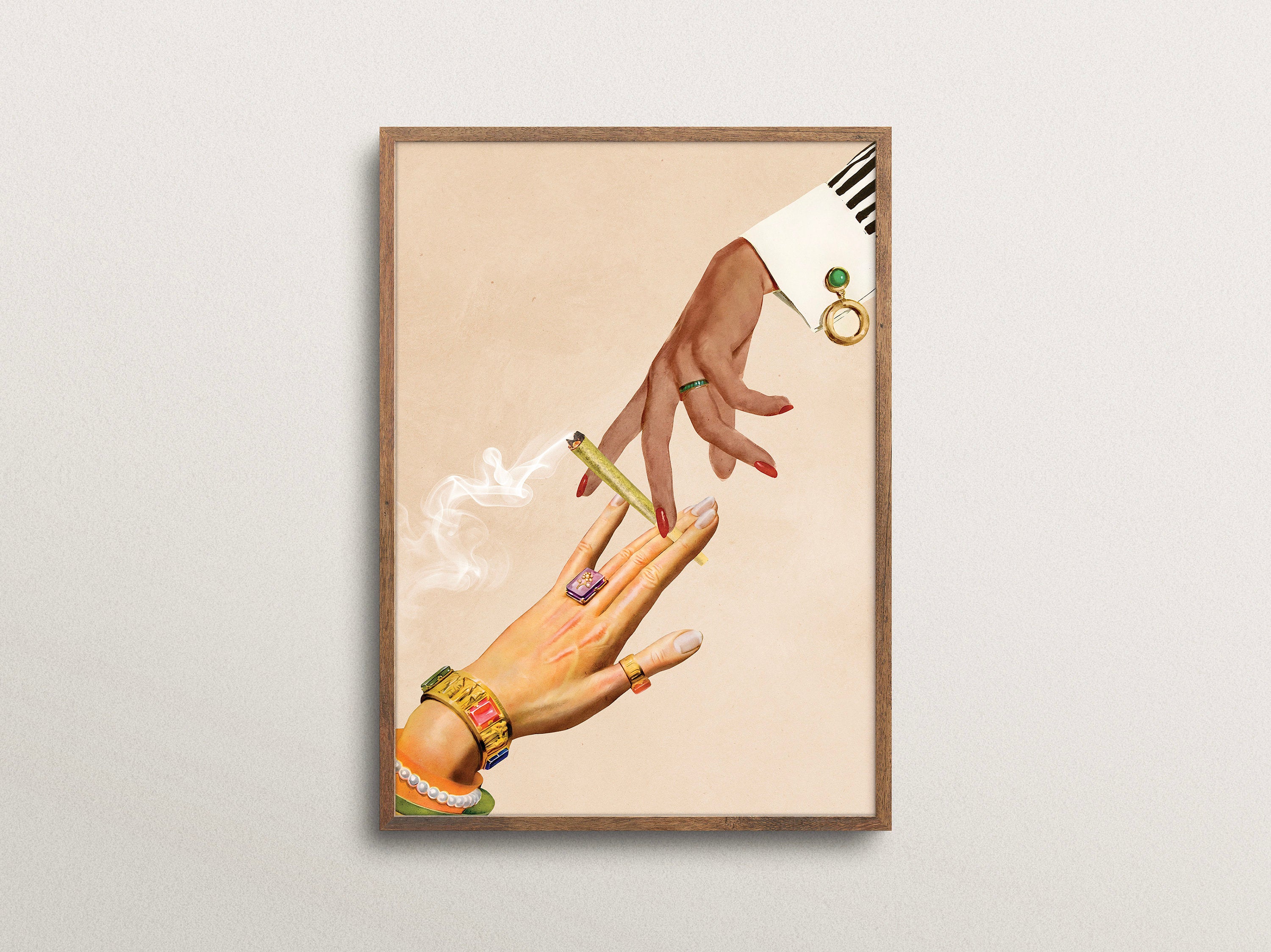 Surreal Trippy Collage Wall Art Print – “Deep Talks” Psychedelic Retro Decor