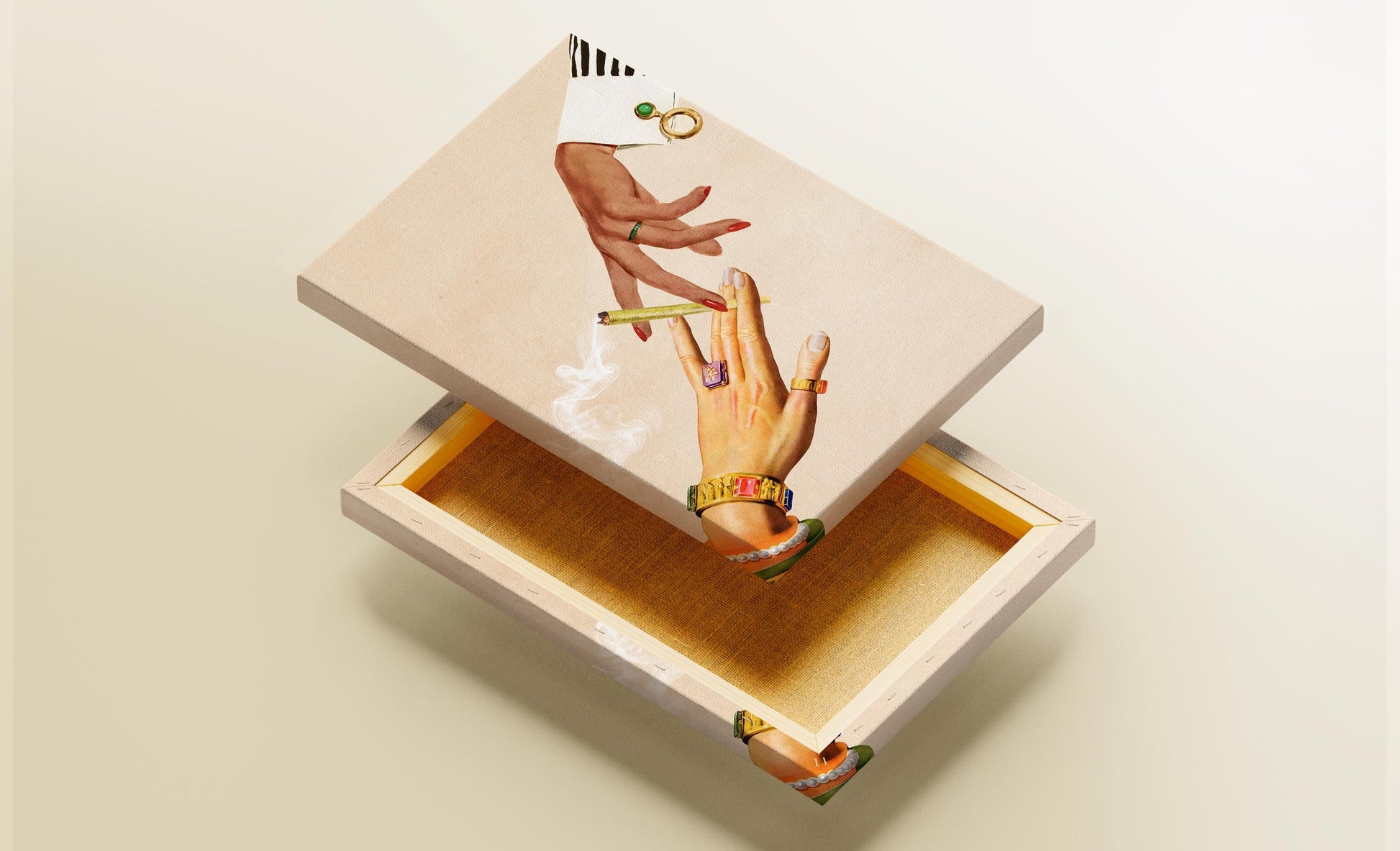Surreal Trippy Collage Wall Art Print – “Deep Talks” Psychedelic Retro Decor