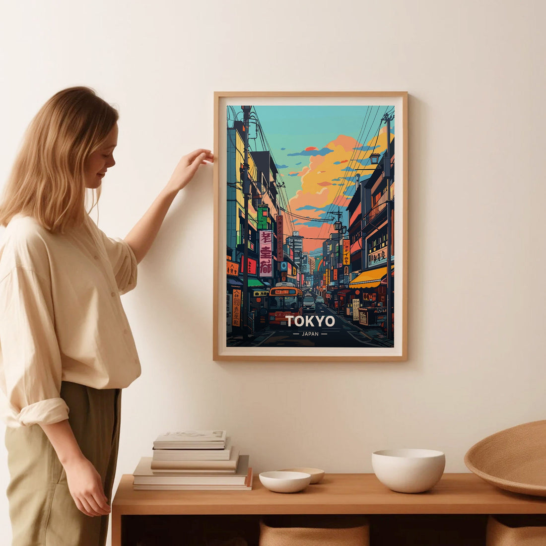 Tokyo Cityscape Wall Art Print – Japan Travel Poster Urban Skyline Decor