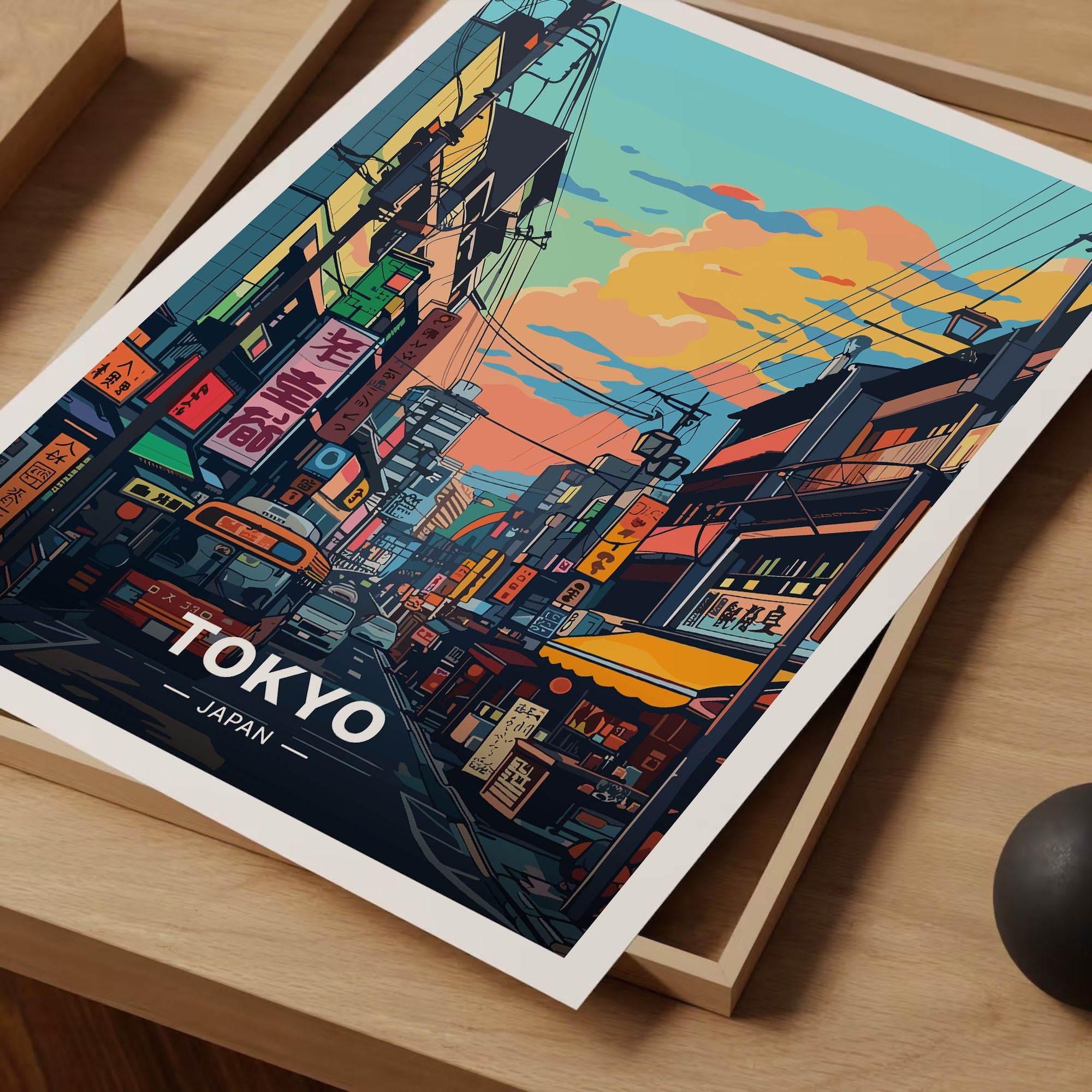 Tokyo Cityscape Wall Art Print – Japan Travel Poster Urban Skyline Decor