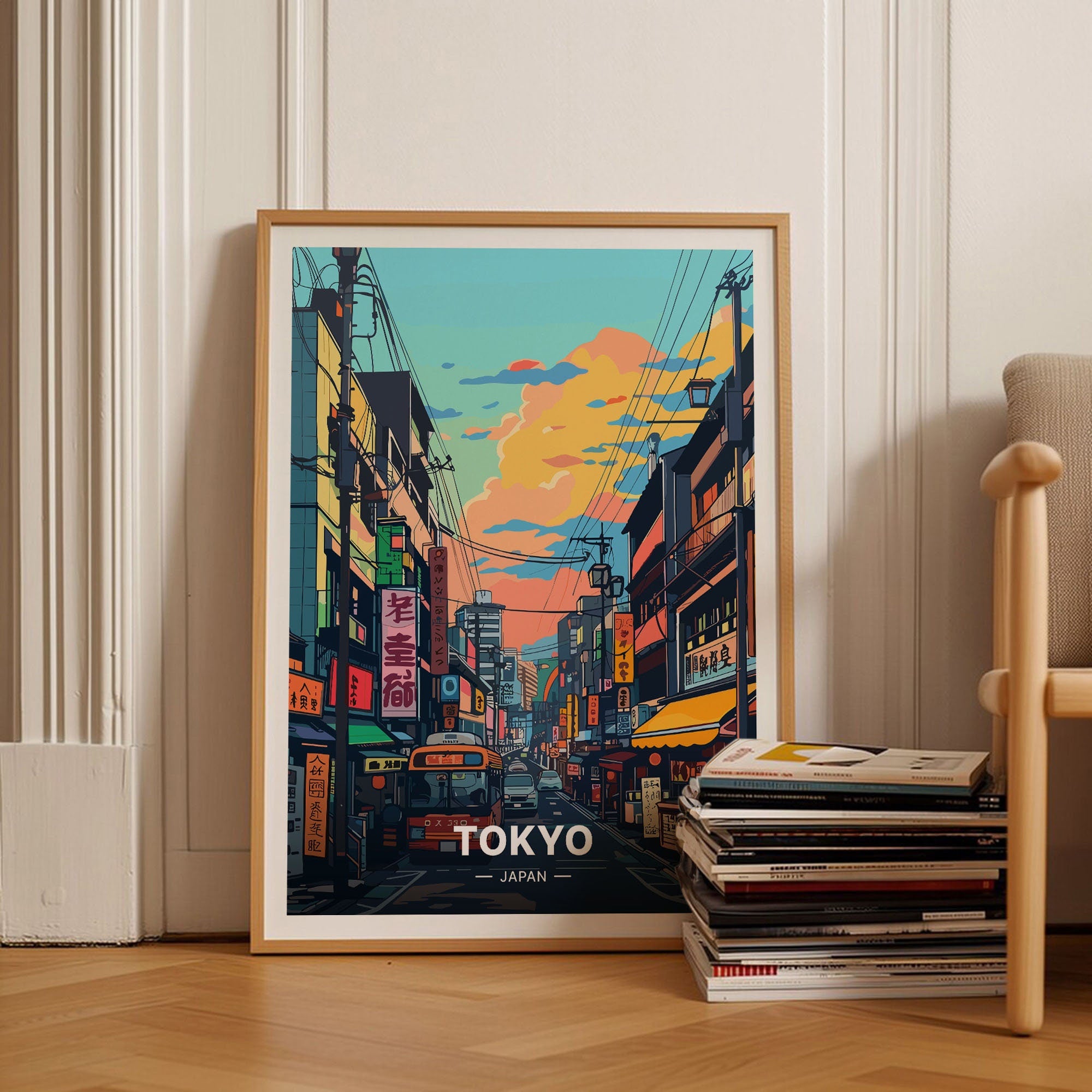 Tokyo Cityscape Wall Art Print – Japan Travel Poster Urban Skyline Decor