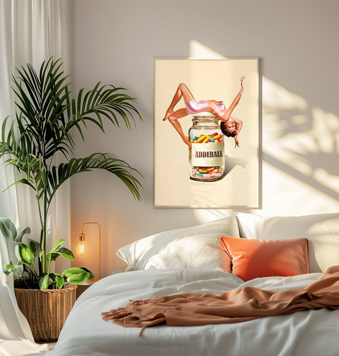 Trippy Surreal Collage Wall Art Print – “Pill of Bliss” Funky Retro Decor