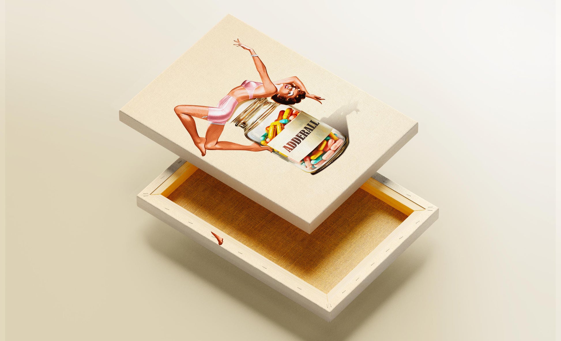 Trippy Surreal Collage Wall Art Print – “Pill of Bliss” Funky Retro Decor