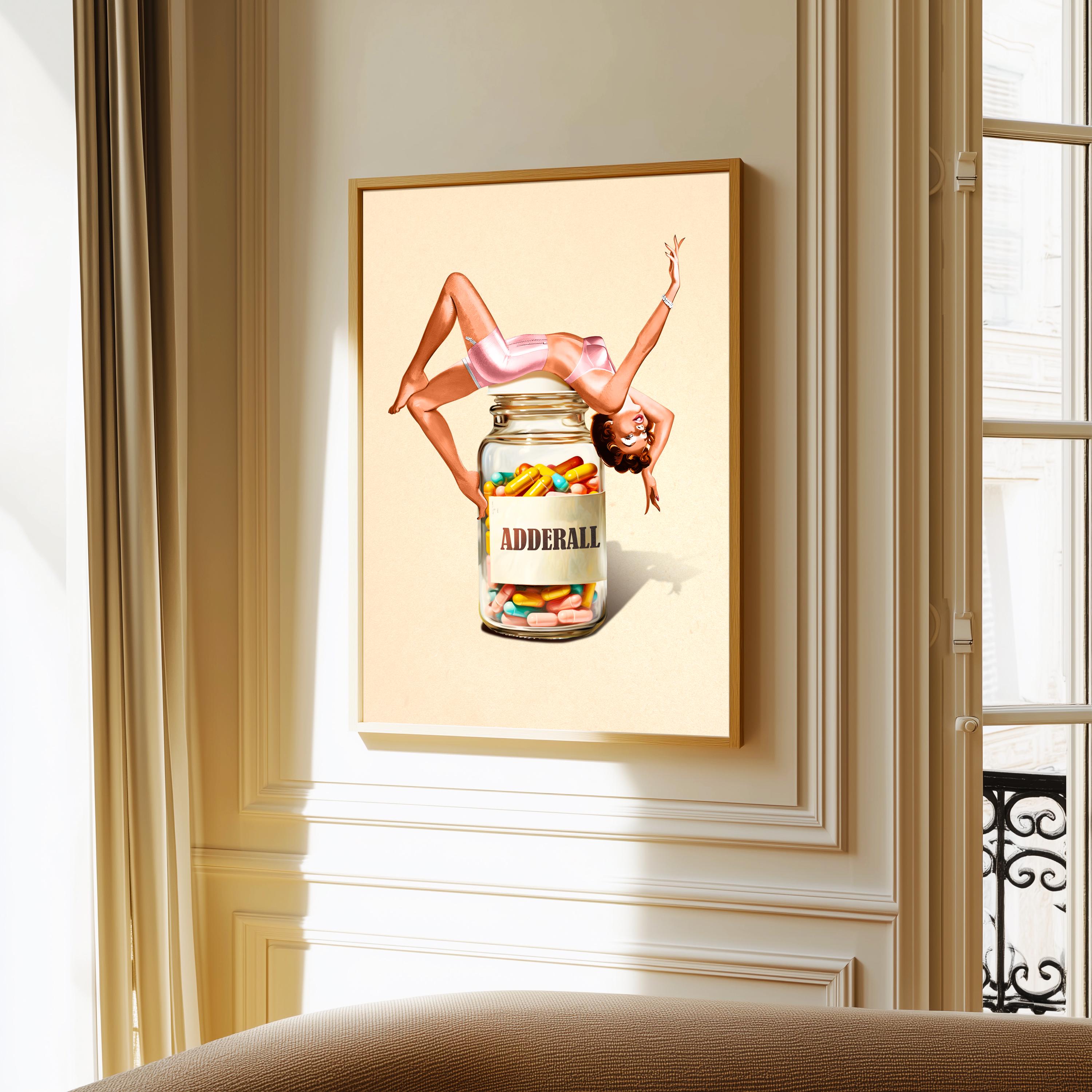 Trippy Surreal Collage Wall Art Print – “Pill of Bliss” Funky Retro Decor