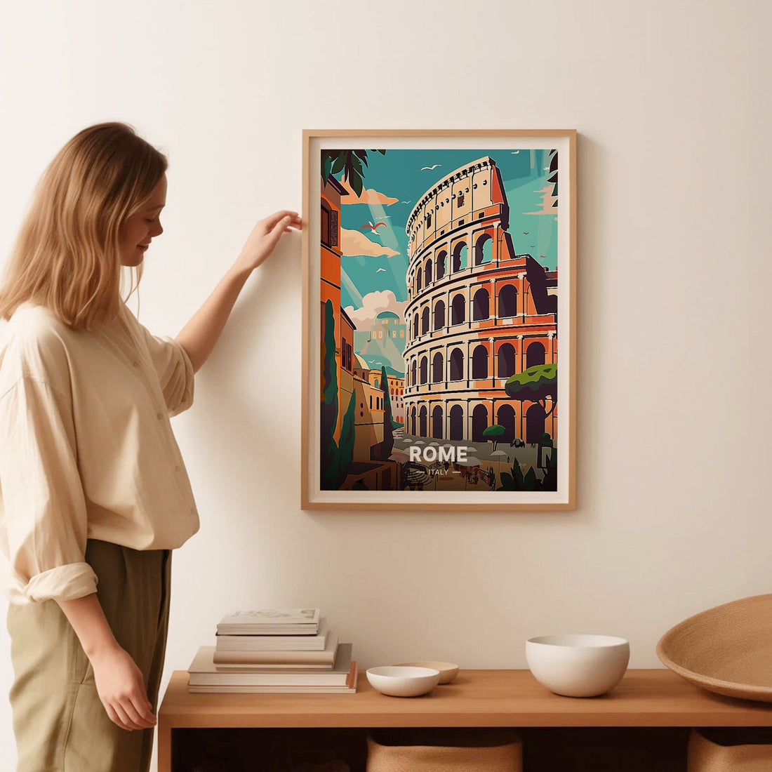 Vintage Rome Colosseum Wall Art Print – Italy Travel Poster Home Decor